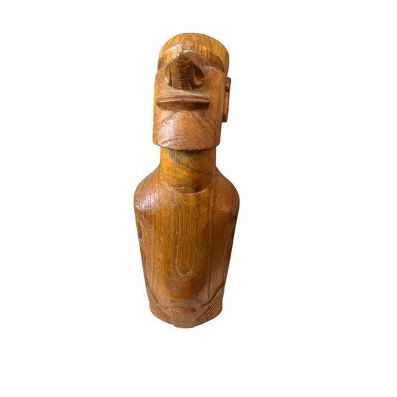 Vintage Hand Carved Wooden Moai Rapa Nui Figure Easter Island Inspired 6-1/4" - Picture 1 of 5